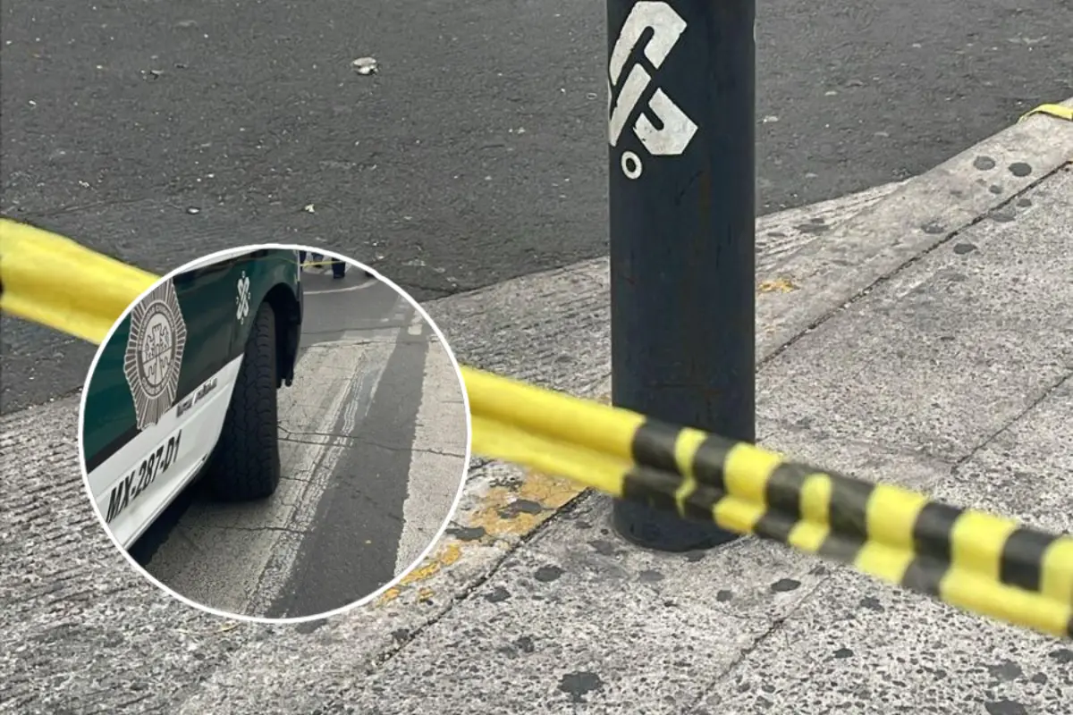 Patrulla de la SSC frente a donde fue atropellado el peatón por el transporte público.    Foto: Ramón Ramírez