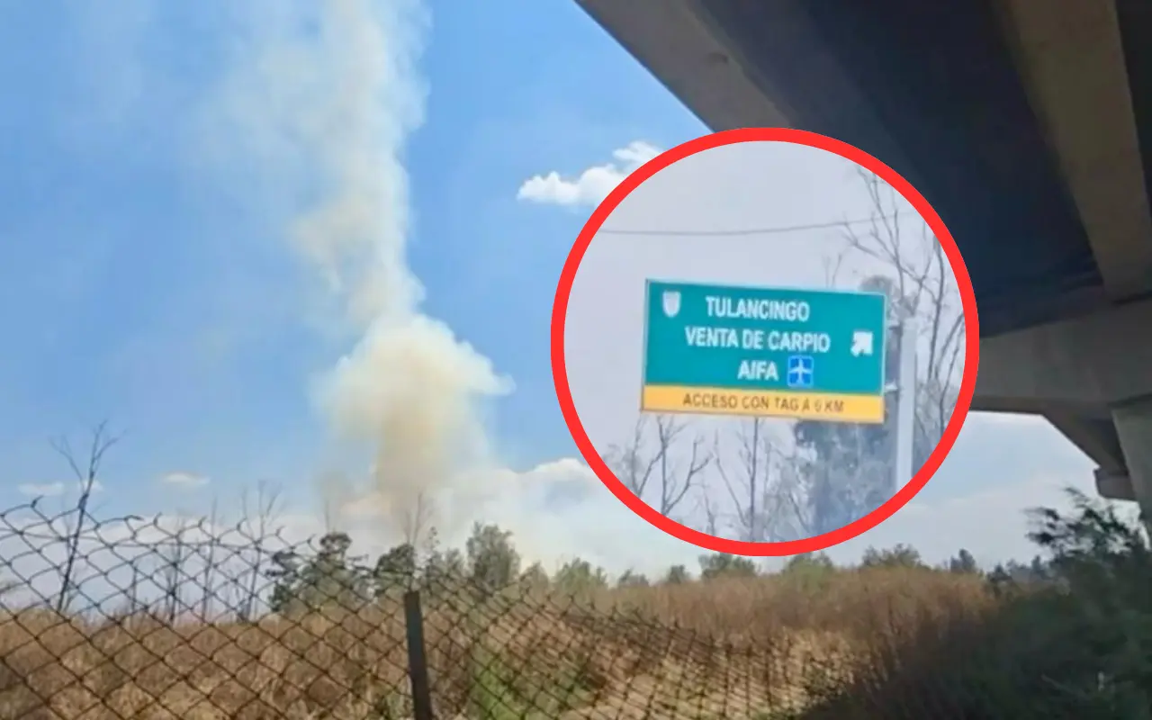 Un incendio en pastizales del Edomex, es controlado por las autoridades. Foto: Israel Lorenzana