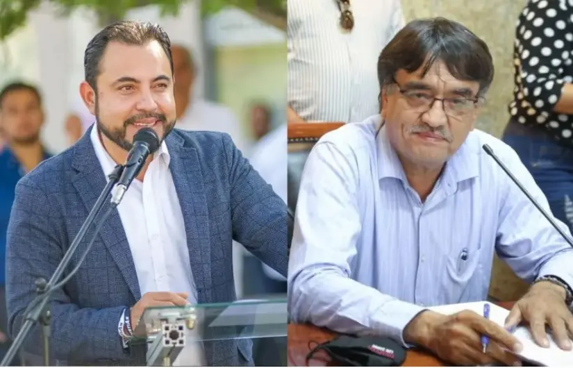 A pesar de que ambos llegaron por Morena, Christian Agúndez ha ido en contra de Óscar Leggs por deudas millonaria. Fotos: Ayuntamiento de Los Cabos.