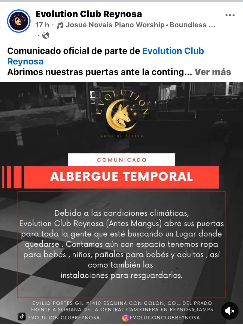 imagen recuadro En los albergues temporales del polideportivo, el gimnasio del UAT, se le ha brindado refugio y atención a más de 160 personas. Foto: Redes Sociales