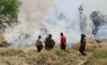 Incendio de pastizales en Ecatepec es controlado por los bomberos y protección civil