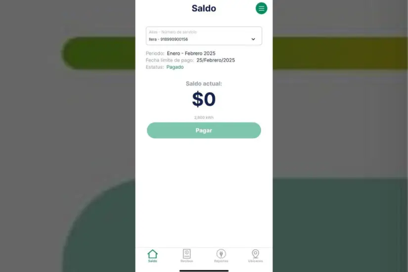 De acuerdo con lo descrito en la página de Facebook, el gobierno municipal de Llera se encuentra al corriente con sus pagos. Foto: CFE App