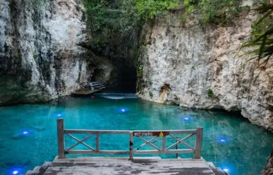 Este es el cenote de Homún para ver un videomapping dentro de una caverna