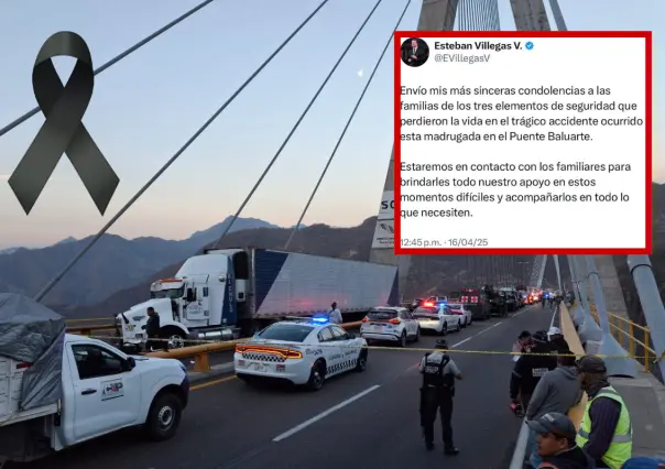 Envía Esteban Villegas Villarreal condolencias por muerte de policías en la Supercarretera Durango – Mazatlán