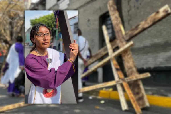 "Con actitud todo se puede": niñas cargan cruz de 40 kg al Cerro de la Estrella