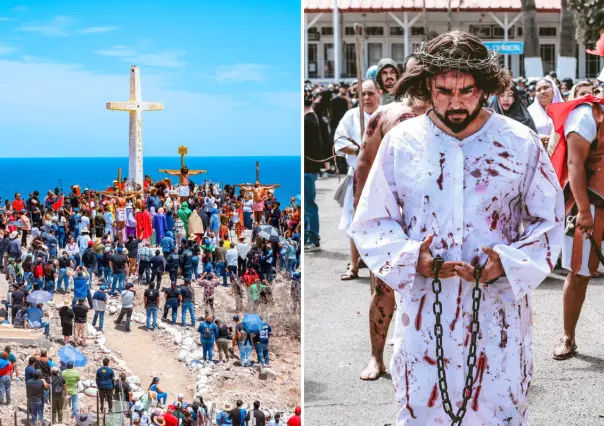 Semana Santa en BCS: Yoremes y fieles recrean el Viacrucis en Santa Rosalía | VIDEO