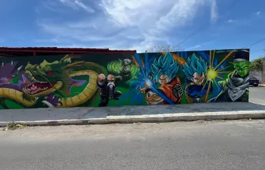 Mural de Dragon Ball en colonia del norte de Mérida sorprende a vecinos