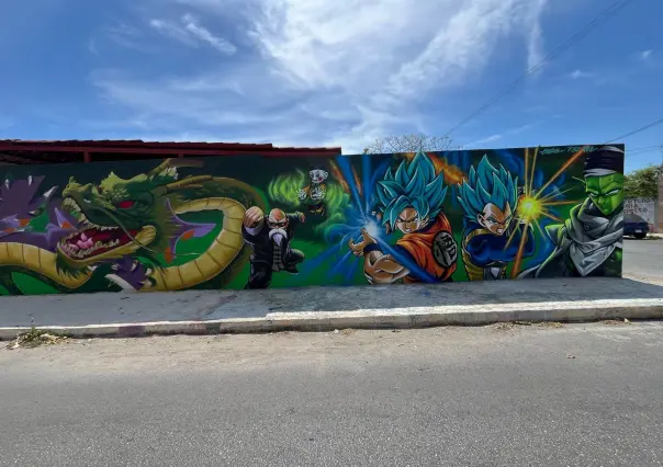 Mural de Dragon Ball en colonia del norte de Mérida sorprende a vecinos