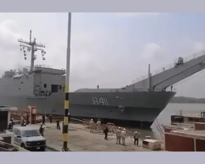 Así chocó uno de los barcos más grandes de la Marina en Ciudad Madero