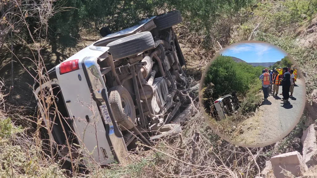 Vuelca camioneta que se dirigía a la Presa Guadalupe Victoria, hay dos lesionados