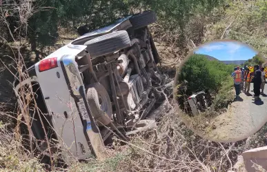 Vuelca camioneta que se dirigía a la Presa Guadalupe Victoria, hay dos lesionados