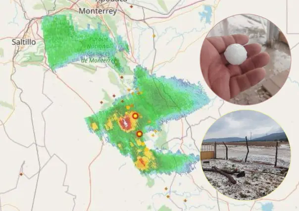 Cae granizo en Galeana Nuevo León 