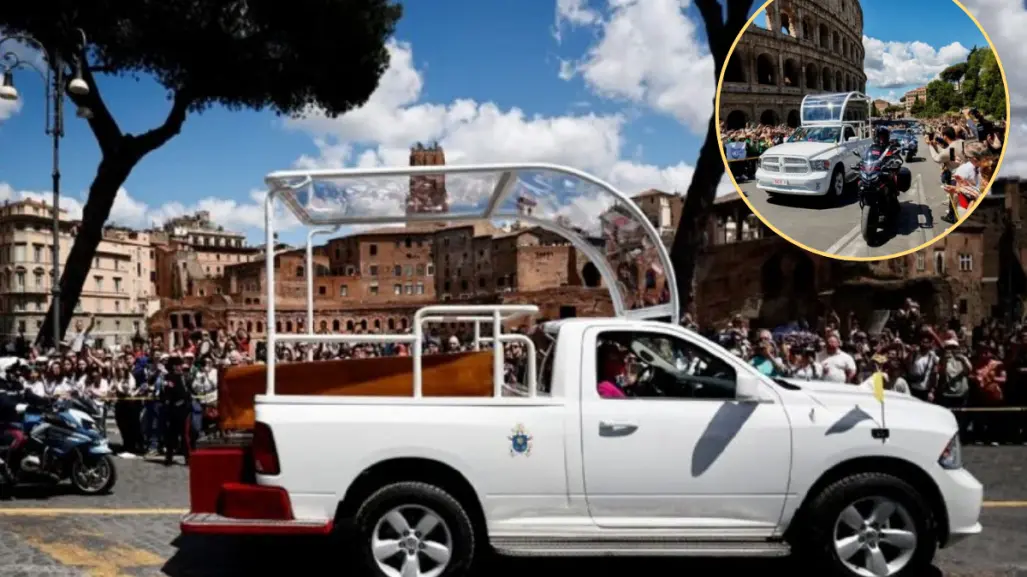 Papamóvil hecho en Saltillo traslada los restos del papa Francisco a Santa María la Mayor