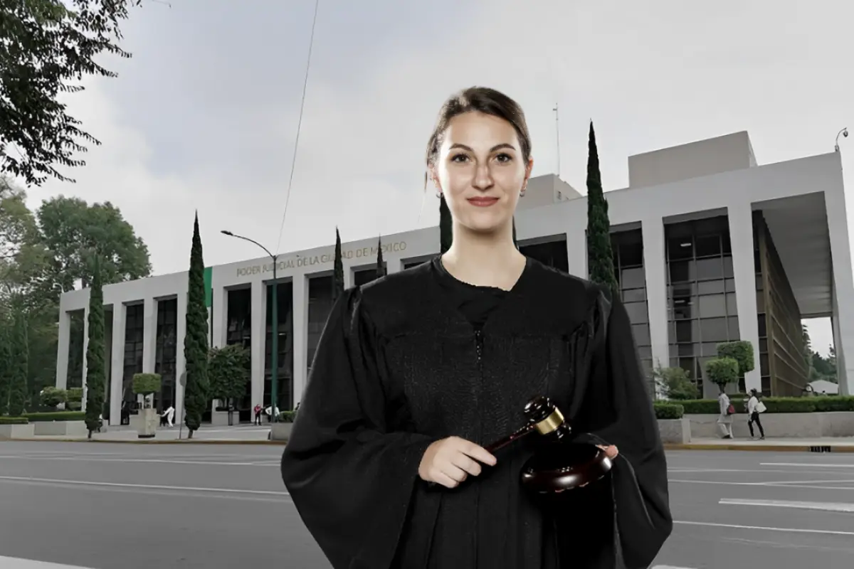 Instalaciones del Poder Judicial de la CDMX y una jueza al frente.     Foto: Google Maps (J H Stark) | Freepik | Canva