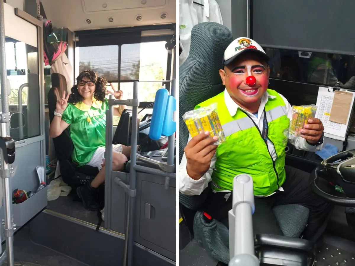 Este 30 de abril pasajeros de algunas rutas del sistema de transporte Va y Ven fueron sorprendidos por los choferes quienes disfrazados de diversos personajes, entregaron dulces con motivo del Día del Niño.- Fuente ATY