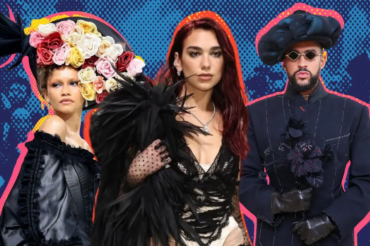 Dua Lipa, Zendaya y Bad Bunny son de los nombre más sonados para los invitados del Met Gala 2025. FOTO: CANVA/IG: @metgalaofficial_