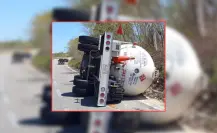Volcadura de una unidad de transporte de gas  LP en la vía  Mérida–Chetumal