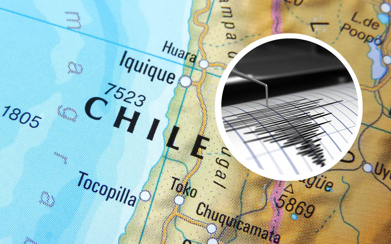 Mapa de Chile y sismógrafo. Foto: Canva