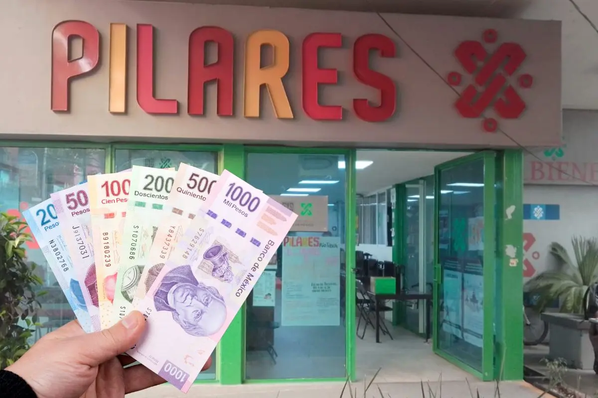 De fondo Centro Pilares en CDMX, mano con billetes mexicanos. Foto: Gobierno de la Ciudad de México | Canva