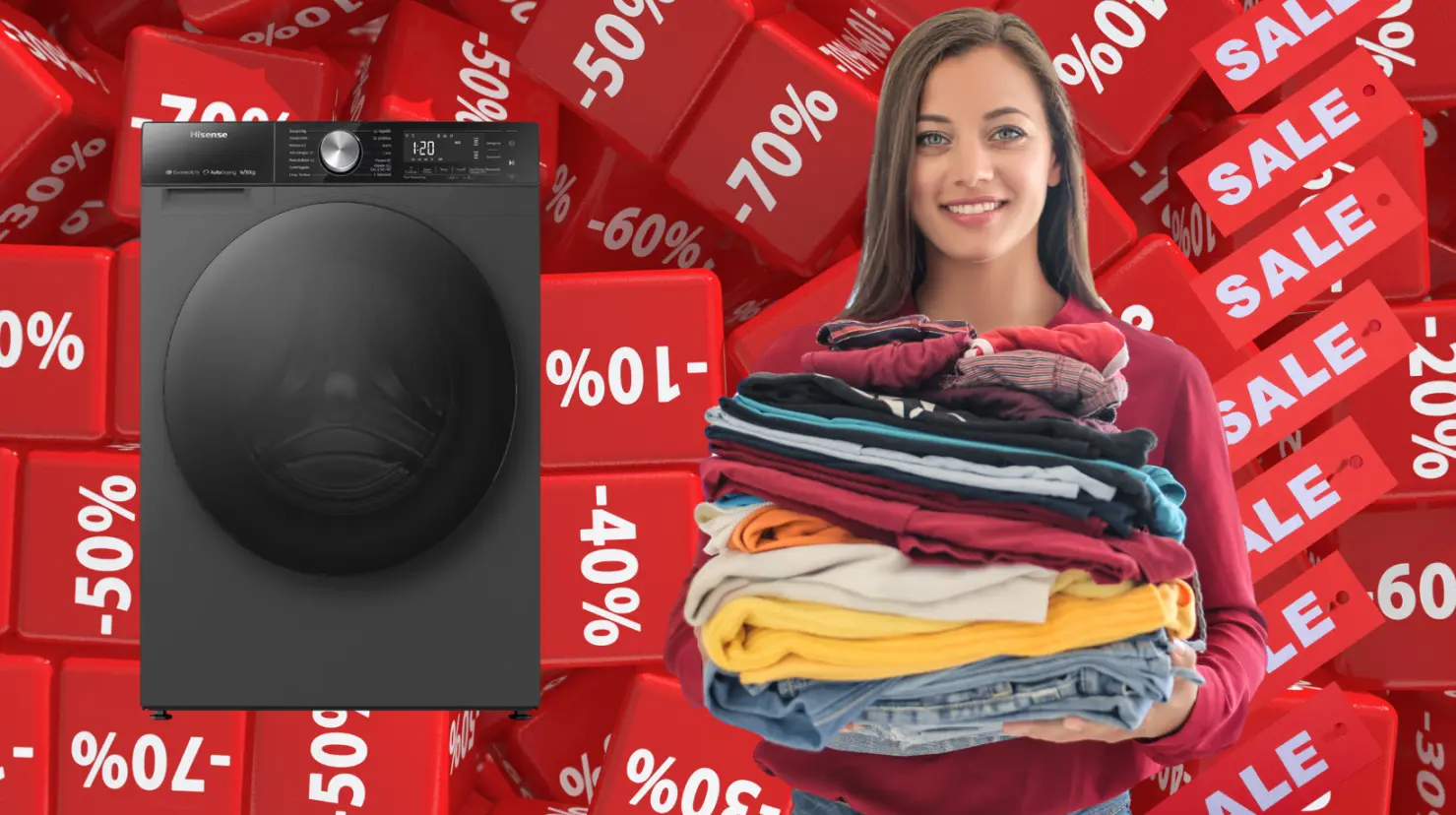 Venta Nocturna Liverpool: esta lavadora Hisense tiene el 50% de descuento. Foto: Canva | Liverpool.