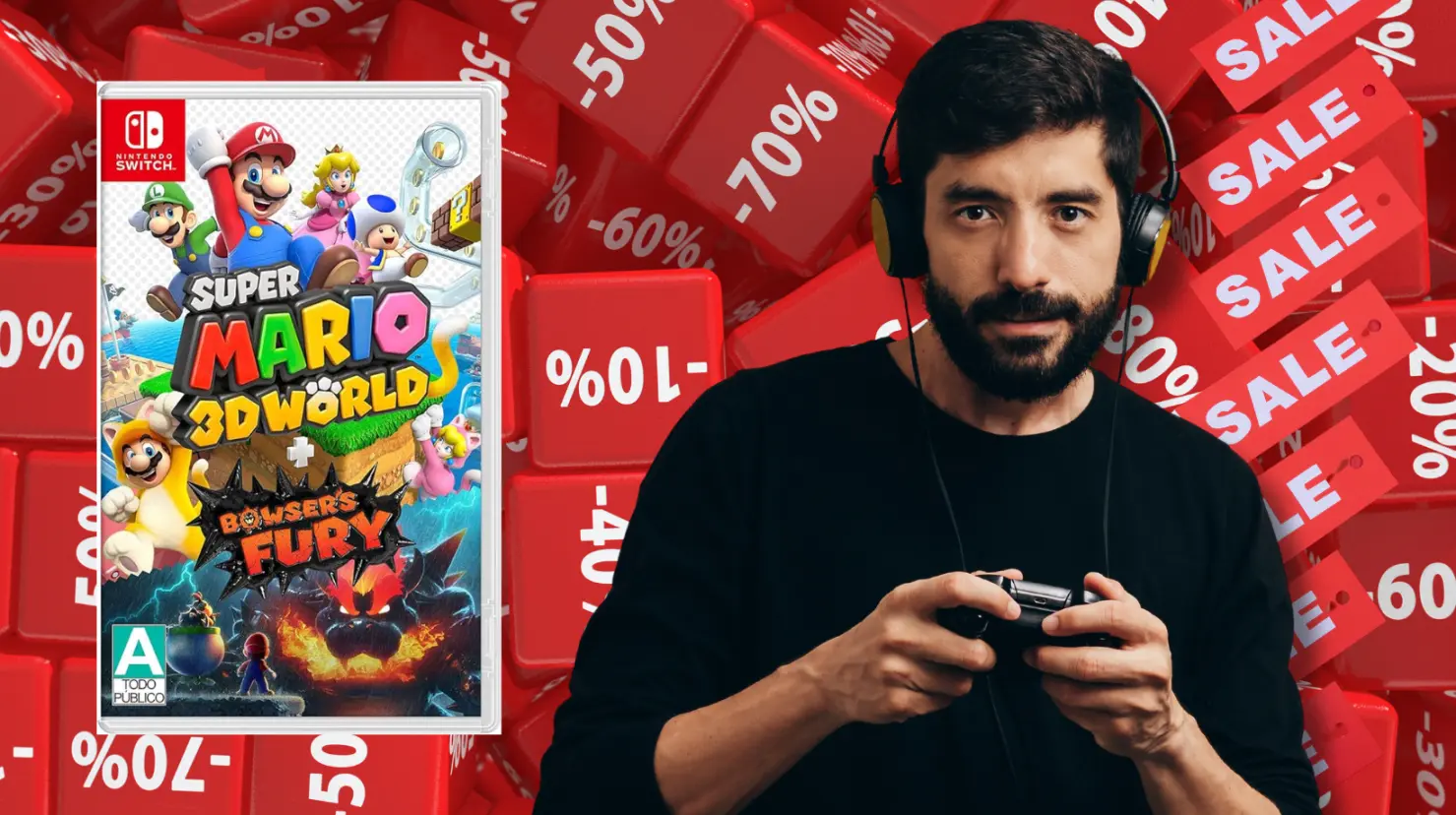Venta Nocturna Liverpool: Super Mario 3D World tiene 40% de descuento. Foto: Canva | Liverpool.