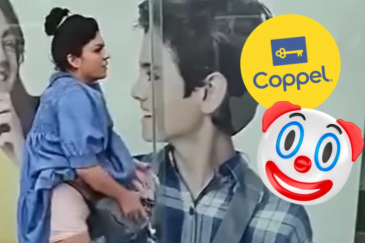 Al interceptarla, descubrieron que llevaba varias prendas de ropa ocultas entre su ropa, simulando estar embarazada./Foto: Canva/ Posta Coahuila/ FB Coppel