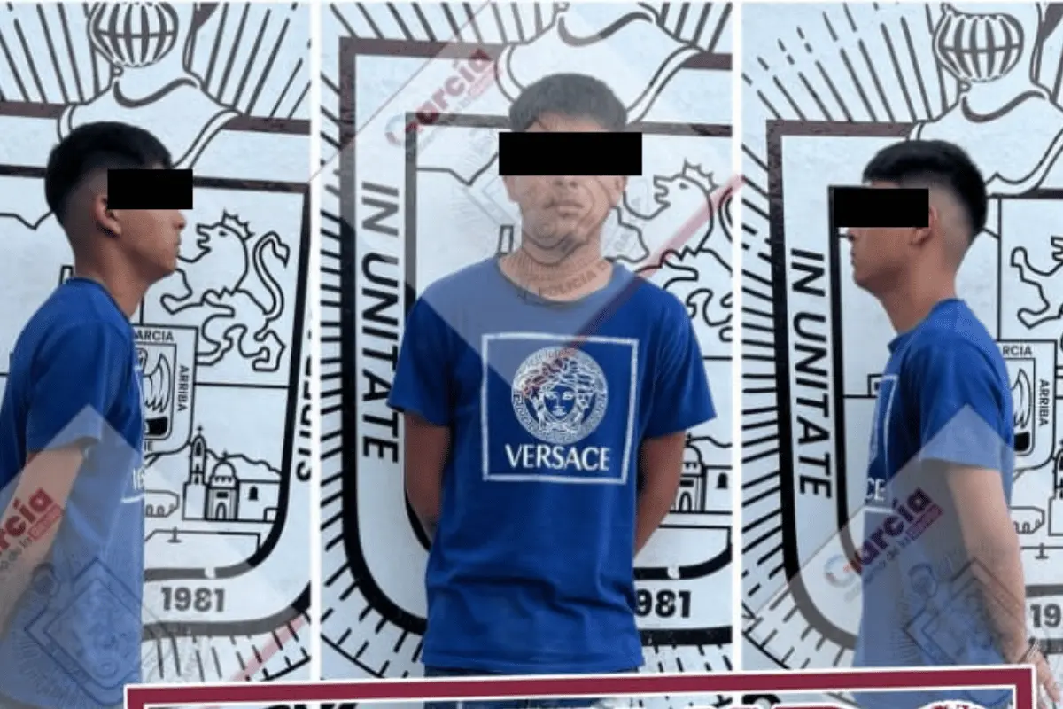José Juan N, alias “El Diablo”, es un individuo detenido recientemente por elementos de la Policía Preventiva Municipal de García, Nuevo León. Foto: Policía Preventiva Municipal de García.