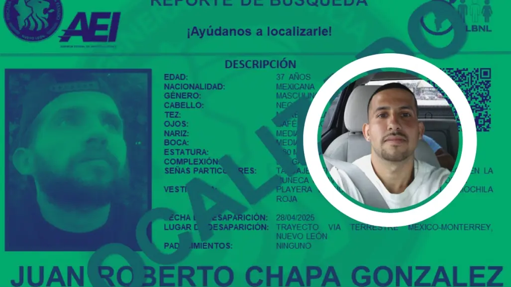 Juan Roberto Chapa es encontrado con vida tras desaparecer rumbo a Monterrey