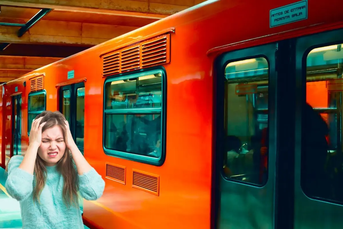 De fondo vagón del Metro CDMX, persona preocupada. Foto: Metro CDMX | Canva