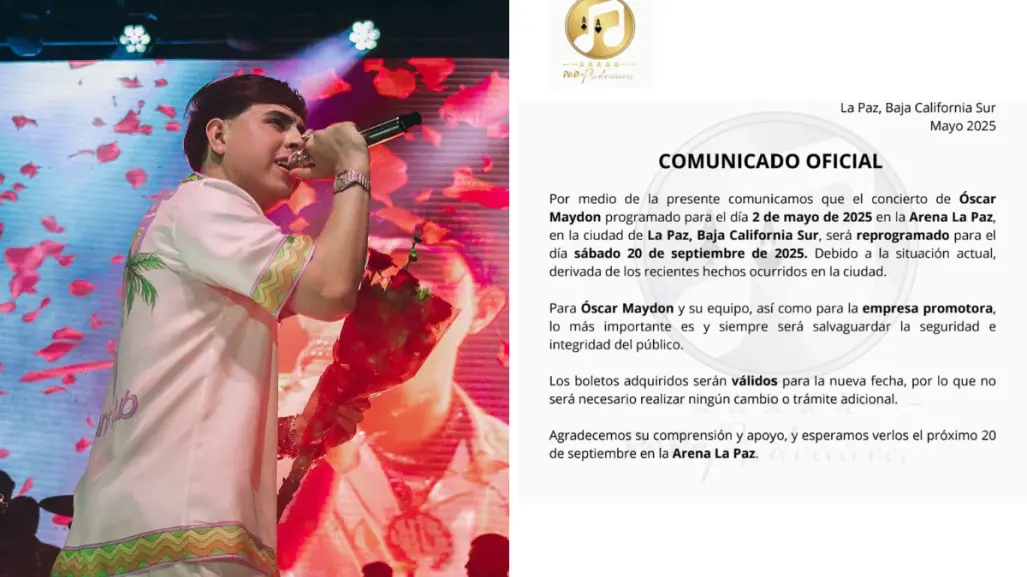 Reprograman concierto de Oscar Maydon tras hechos violentos en BCS