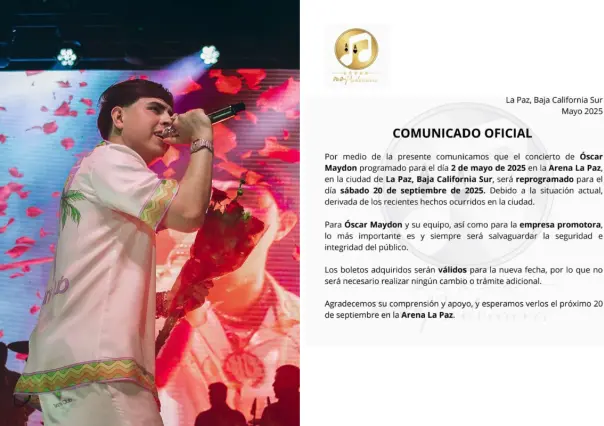Reprograman concierto de Oscar Maydon tras hechos violentos en BCS