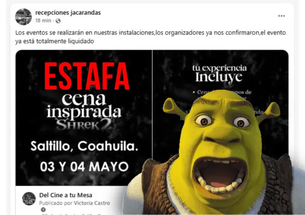 ¡Es fraude! Cena temática de Shrek en Saltillo es una estafa