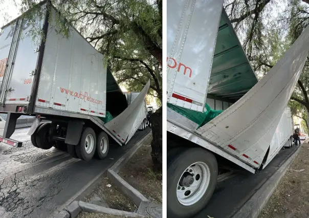 Se parte caja de tráiler en Zaragoza y afecta la vialidad hacia el EdoMex