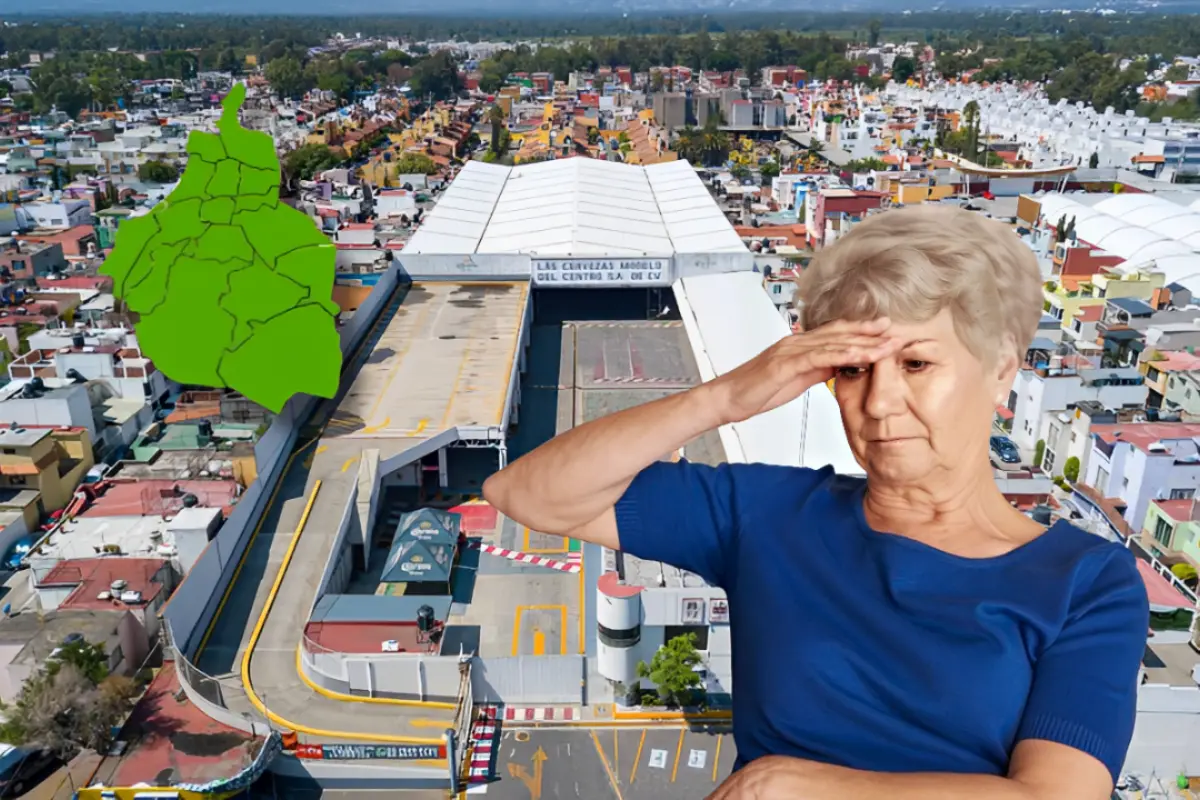 Casas en CDMX con una mujer mayor preocupada al frente. Foto: Google Maps (Eduardo Cojab) | Canva | Freepik