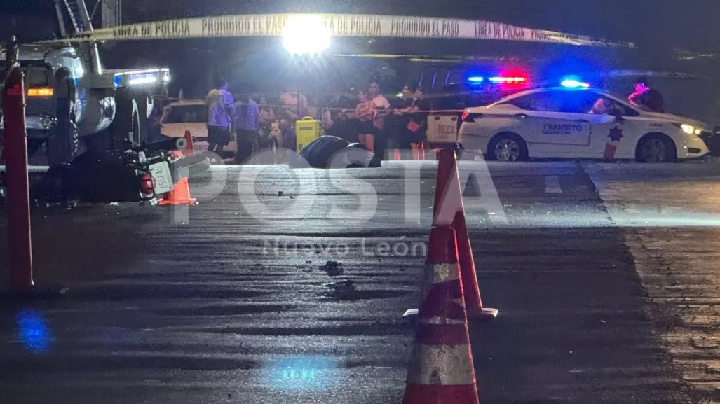 Motociclista muere tras ser arrollado por camión en Guadalupe