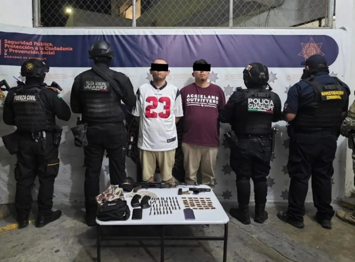 Aunque no se reveló el nombre del grupo, los detenidos aseguraron formar parte de una célula de un grupo criminal que opera en la zona. Foto: Policía de Guadalupe.