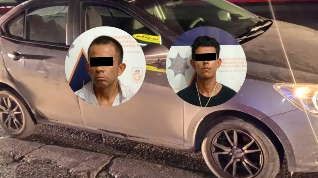 VIDEO | Detienen a 2 hombres tras ser captados en auto robado en Guadalupe
