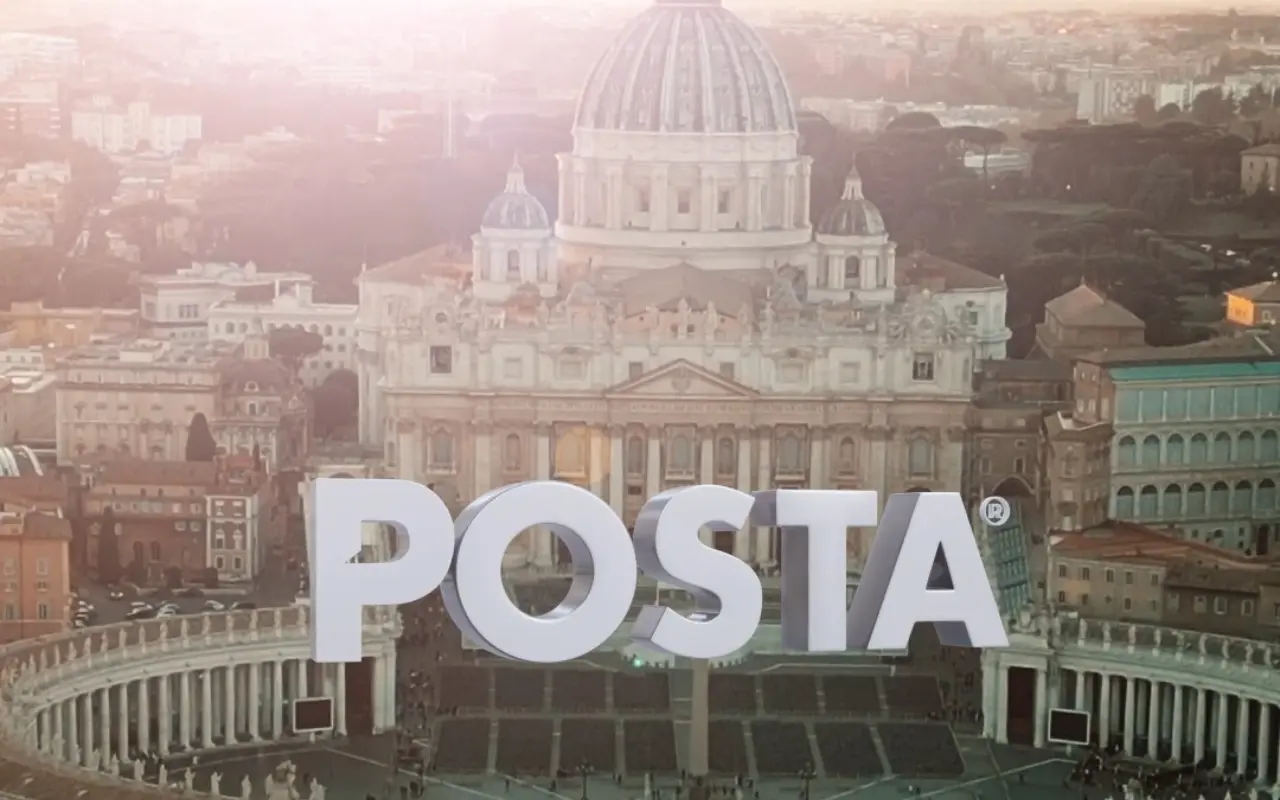 Basílica de San Pedro y logo de POSTA. Foto: POSTA