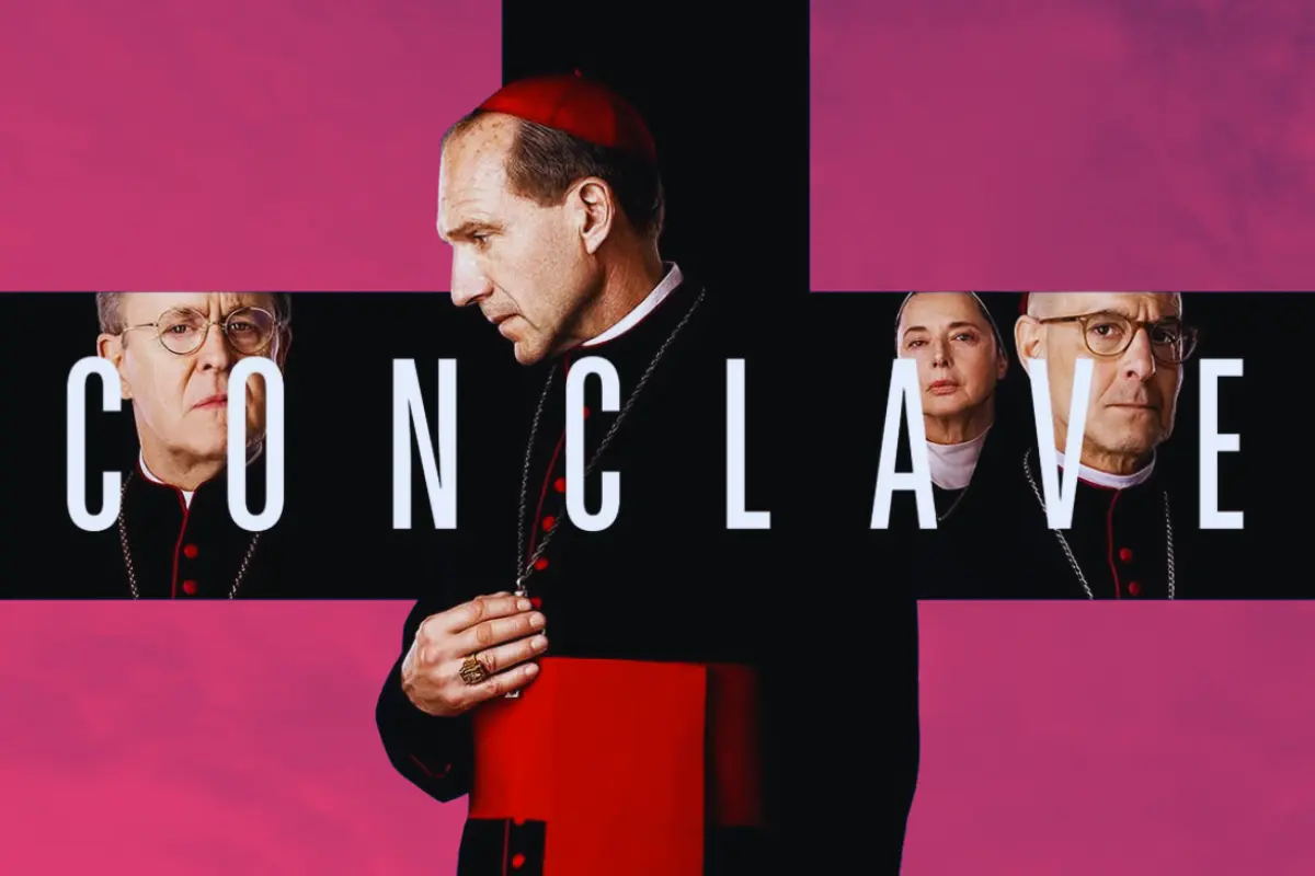 Publicidad de la película Cónclave (Foto: IG @conclavethefilm, @focusfeatures / Canva)