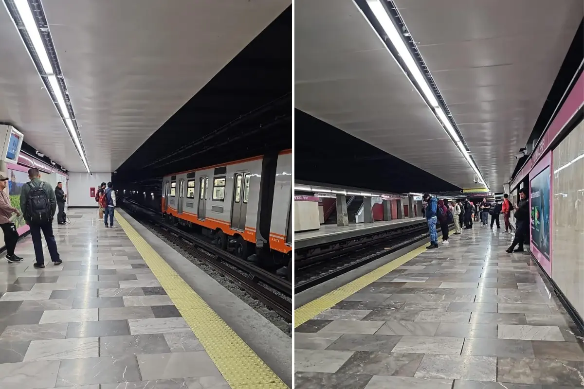 Personas esperando el Metro de la Línea 1 en CDMX. Foto: Ramón Ramírez