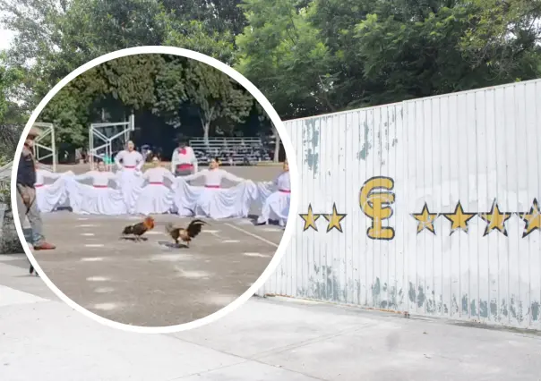 Escuela pública de Puebla celebra Día de las Madres con pelea de gallos