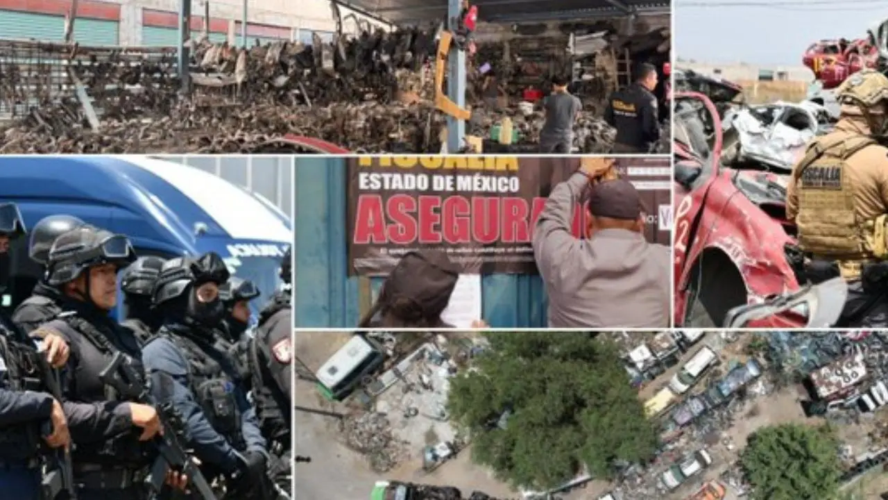 ¡Golpe al robo de autos! Operativo Fortaleza interviene 82 inmuebles en CDMX y Edomex. Foto: @FiscaliaEdomex