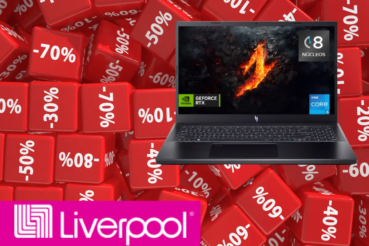 La oferta de la laptop gamer tiene un ahorro de $12,699.90 pesos. Foto: Liverpool | Canva