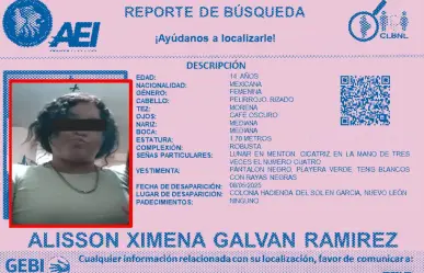 Solicitan el apoyo de búsqueda de una menor desaparecida en García