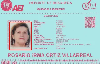 Autoridades solicitan el apoyo de búsqueda a Rosario Ortiz, desaparecida en Monterrey