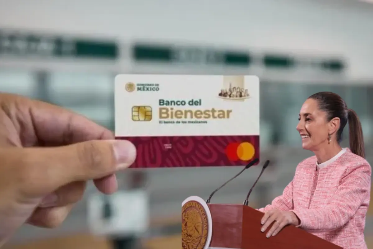 Presidenta Sheinbaum y tarjeta del Bienestar. Foto: www.gob.mx/presidencia | Canva