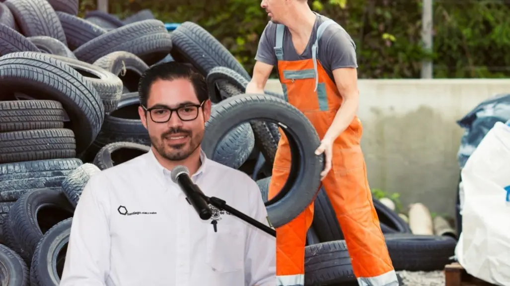 David de la Peña activa jornada de reciclaje de llantas en Santiago