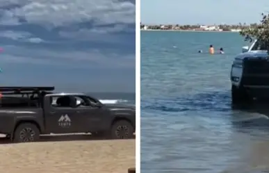 Graban a varias camionetas metiéndose hasta la orilla de las playas en Baja California Sur