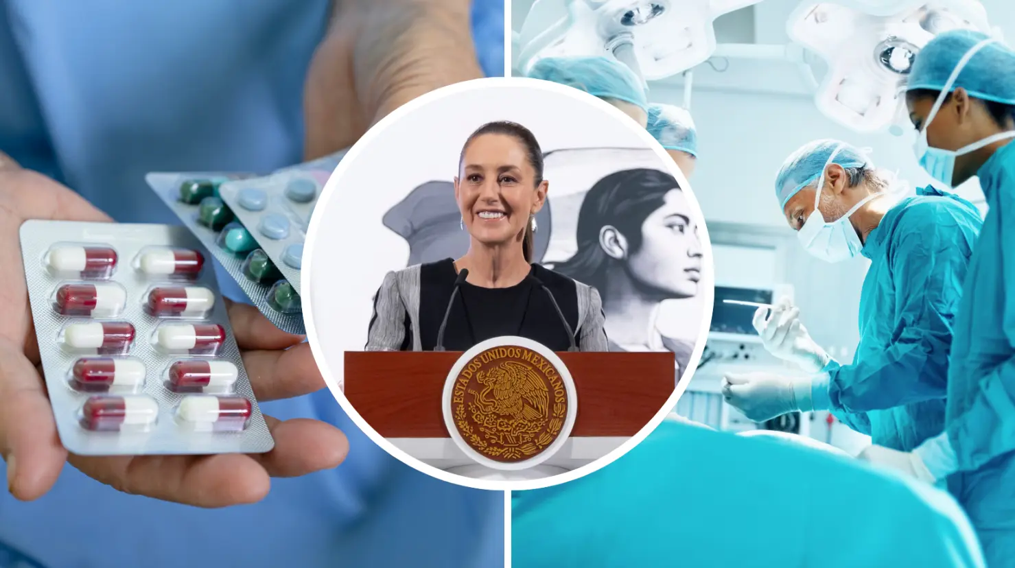 Claudia Sheinbaum impulsa sistema de salud con cirugías, medicamentos y trato digno. Foto: Canva | Gobierno de México.
