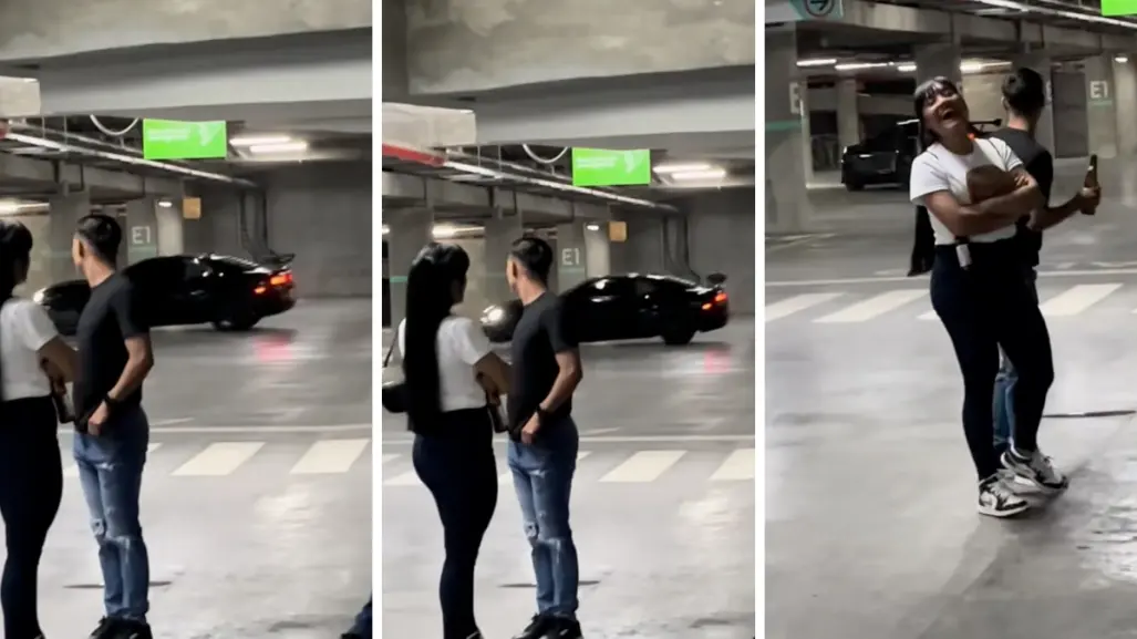 Conductor intenta truco de manejo y choca en estacionamiento de Monterrey I VIDEO
